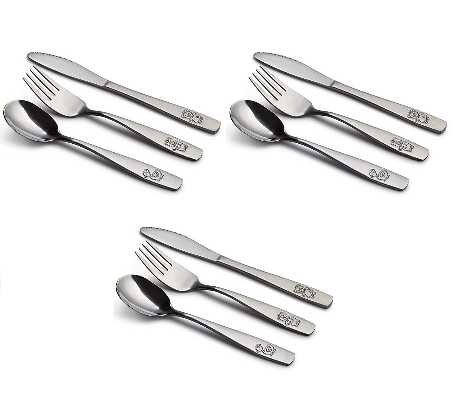 1 Set Stainless Steel Kids Spoons and Forks Children and Toddler Utensil Set-L 