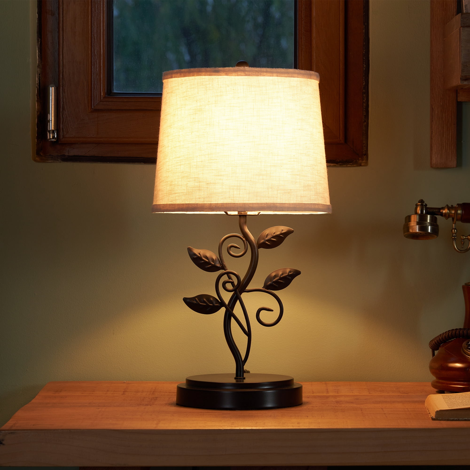 19" Desk Lamp for Home Office Rustic Bedside Lamp Living Room Table Lamp