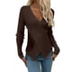 thumbnail image 1 of Jersey de manga larga con cuello en V para mujer: top de punto liso, corte ajustado para uso informal/al aire libre, tallas S-XL, 1 of 5