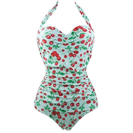 Cocoship Swimwear - Cocoship Red Womens Cherry Ruched One-Piece ...