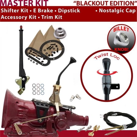 American Shifter TH350 Shifter Kit Black 8 in. E Brake Cable Clevis Trim Kit Dipstick for EE01D