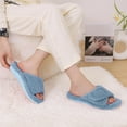 thumbnail image 6 of Litfun Women's Fuzzy Orthopedic Slippers with Arch Support Open Toe House Shoes for Plantar Fasciitis, Blue, 6 of 7
