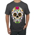 thumbnail image 1 of Wild Bobby Day Of The Dead Sugar Skull Pop Culture Men Graphic Tee, Heather Black, Small, 1 of 5