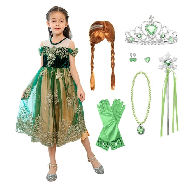 Déguisement de Princesse Anna pour Fille Neige Fête Halloween Cosplay Bal Masqué Fête