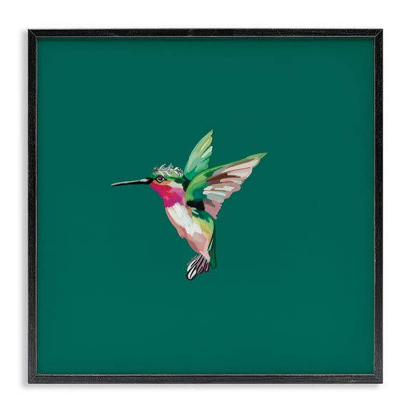 Stupell Industries Contemporary Hummingbird with Tiara Black Framed Giclee Art, 12 x 12, by Amelia Noyes