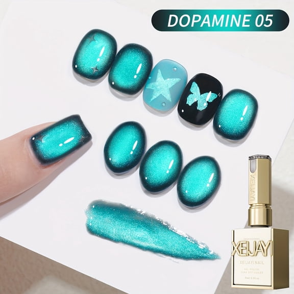 XEIJAYI 15ml Holographic Magnetic Cat Eye Gel Polish- Reflective Shimmer Nail Art With Alcohol-Free/LED Soak-Off Gel For Salon & DIY, Japanese-Korean Style Nail Designs, Nail Care, DIY Nail Design,