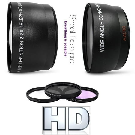 Hi-Def Wide Angle Telephoto and Filter Set For Canon XA35 XA30 XF200 XF205 XA20