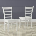 thumbnail image 3 of 5-PC - 42" Round Double Drop-Leaf Dining Table + Slat Back Dining Chairs Dining Set in White, 3 of 10