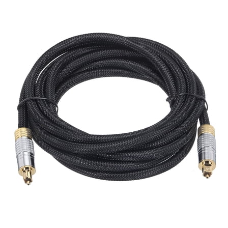 Uxcell Fiber Optic Audio Cable Braided Audio Optic Cable Nylon Metal 16.4 for TV DVD Black(Thread Type)
