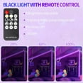 thumbnail image 3 of PYAN-50 Foot Black Light Strip & Remote, 900LEDs, Dimmable 12V Flexible Black Lights for Glow Party, Bedroom, Halloween, Fluorescent Tapestry Poster, 3 Lighting Modes, Non-Waterproof, 3 of 4