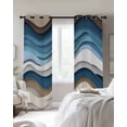 thumbnail image 3 of Blue Beige Ombre Blackout Curtains 72 Inches Long for Bedroom, Moire Geometric Abstract Modern Thermal Insulated Room Darkening Black Out Window Curtain Panels Grommet Drapes for Living Room, 3 of 8