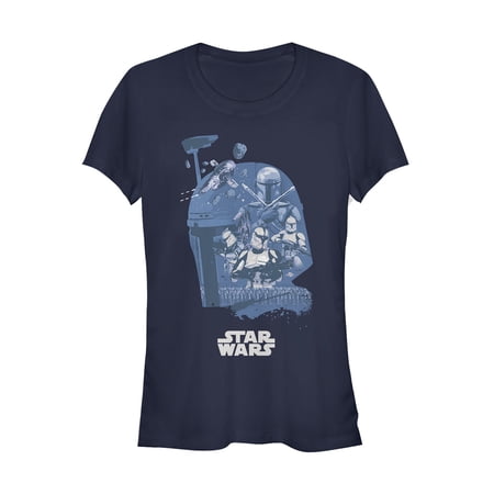 Junior s Star Wars Unifying Boba Fett Collage Graphic Tee Navy Blue X Large