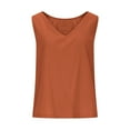 thumbnail image 6 of Otntypg Womens V Neck Cropped Cotton Linen Tank Tops Spring Summer Sleeveless Cami Shirts Loose Lightweight Casual Basic Workout Tees Blouses Orange M, 6 of 10