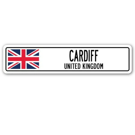 CARDIFF, UNITED KINGDOM Street Sign British Britons Brits flag city country gift