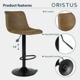 thumbnail image 2 of Okeysen Bar Stools Set of 2 Leather Counter Height Adjustable Swivel Armless Dining Chairs Mid Backs Metal Base for Pub Kitchen, Brown, 2 of 7