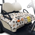 thumbnail image 2 of COEQINE Easy-Carry Golf Cart Seat Cover, Foldable Design with Handle for Storage, Universal Size Quilted Polyester, 4 Front Pockets, Machine Washable, Black Brown Paw Print, 2 of 8