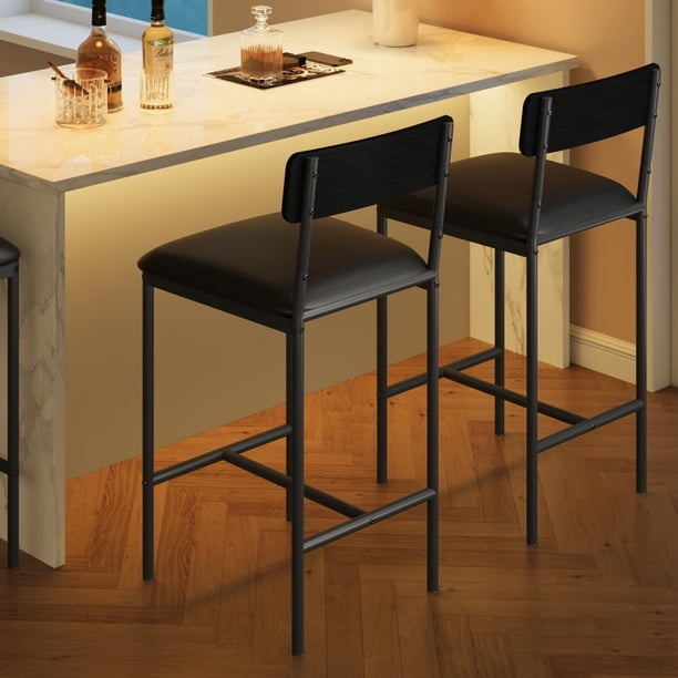 Yeshouse juego de 2 taburetes de bar Sunvasagoo, altura de mostrador de 65 cm, con cojín grueso y reposapiés, ideales para cocina, isla o barra, cómodos y modernos