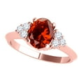 thumbnail image 2 of AoneJewelry 1.55 Carat Garnet & White Diamond Gemstone Ring In 10K Rose Solid Gold, 2 of 5
