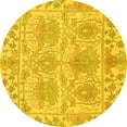 thumbnail image 1 of Ahgly Company Machine Washable Indoor Round Abstract Yellow Modern Area Rugs, 6' Round, 1 of 4
