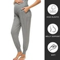 thumbnail image 3 of Women's Maternity Pants Stretchy Lounge Workout Pants Casual Loose Comfy Pregnancy Joggers with Pockets-Light gray, 3 of 5