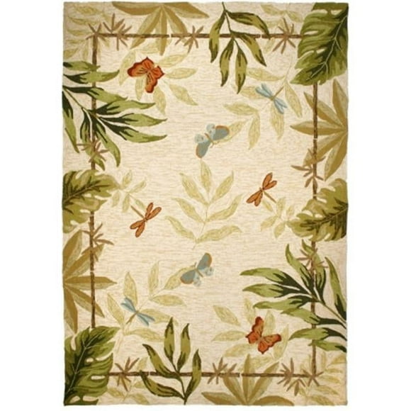 Home Fires PP-JB001B Tapis d'Intérieur et d'Extérieur à Crochets Faits Main 22 Po x 34 Po - Papillons et Libellules - Beige