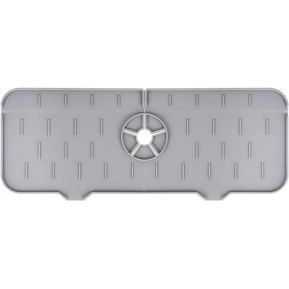 Kitchen Sink Splash Guard Silicone Faucet Handle Drip Catcher Tray, Dish Soap Dispenser and Sponge Holder Mat , Kitchen Gadgets Sink Accessories for Kitchen Counter Bathroom