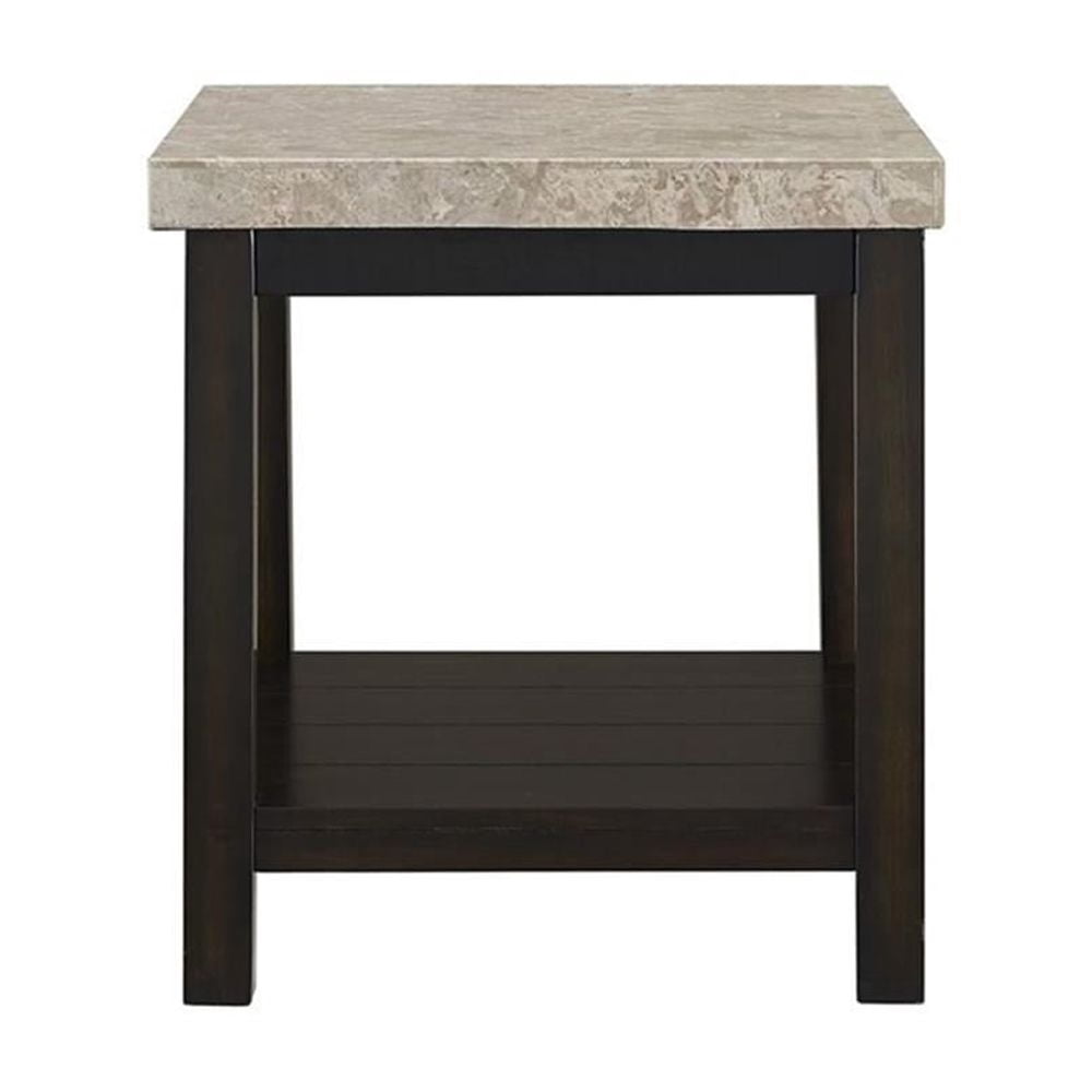 Picket House Furnishings Caleb Square Marble Top End Table in Espresso
