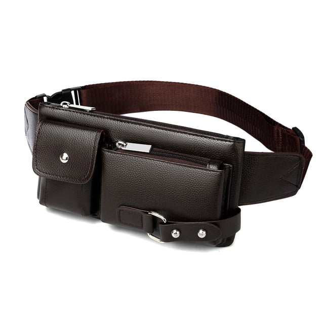 Bolso pequeño de pecho multiusos de gran capacidad para teléfono móvil, bolso deportivo informal de hombro para hombre, marrón oscuro pequeño