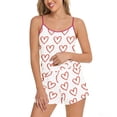thumbnail image 2 of Dolkfu Pajama Sets for Women 2 Pc Silky Cami Shorts Pj Set Sexy Heart Print Spaghetti Strap Womens Lounge Set XXL, 2 of 4