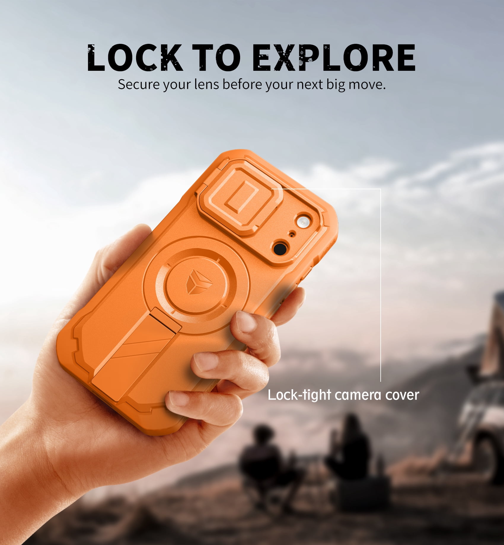 Dexnor for iPhone 17 Pro Case with Slide Camera Cover & Adjustable Kickstand, Magnetic Rugged Shockproof Bumper Cases Heavy-Duty Magnetic Protective Cover,Orange