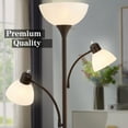 thumbnail image 3 of NATYSWAN Torchiere Floor Lamps for Living Room with 2 Reading Lamps, Modern Tall Standing Lamps, Industrial Bright Floor Lamp for Bedroom, Office, Dresser, 3 LED Bulbs Included, 3 of 8