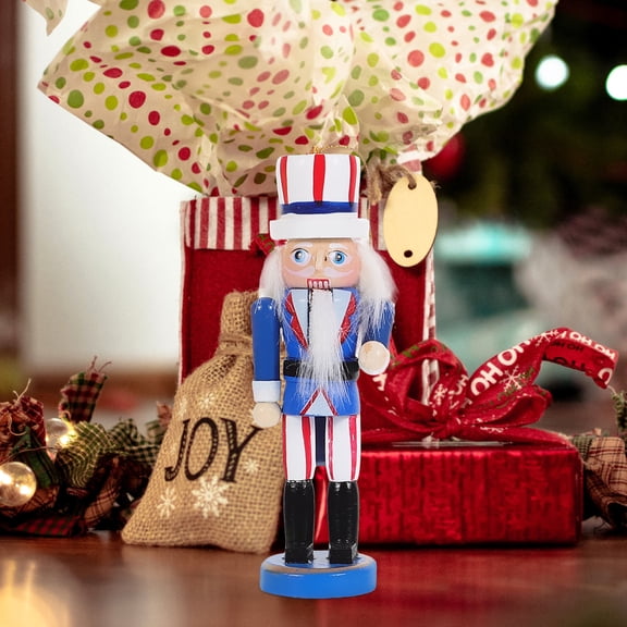 WEUVEB Set of 6 Wooden Nutcracker Figurines, Natural Wood Christmas Holiday Decorations for Festive Seasonal Home Decor