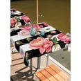 thumbnail image 2 of Square Outdoor Tablecloth with Umbrella Hole Pink Flower Outside Table Cloth Waterproof Patio Table Cover Black White Stripesvintage Floral Zipper Tablecloths for Picnic Party Camping 54x54 Inch, 2 of 8