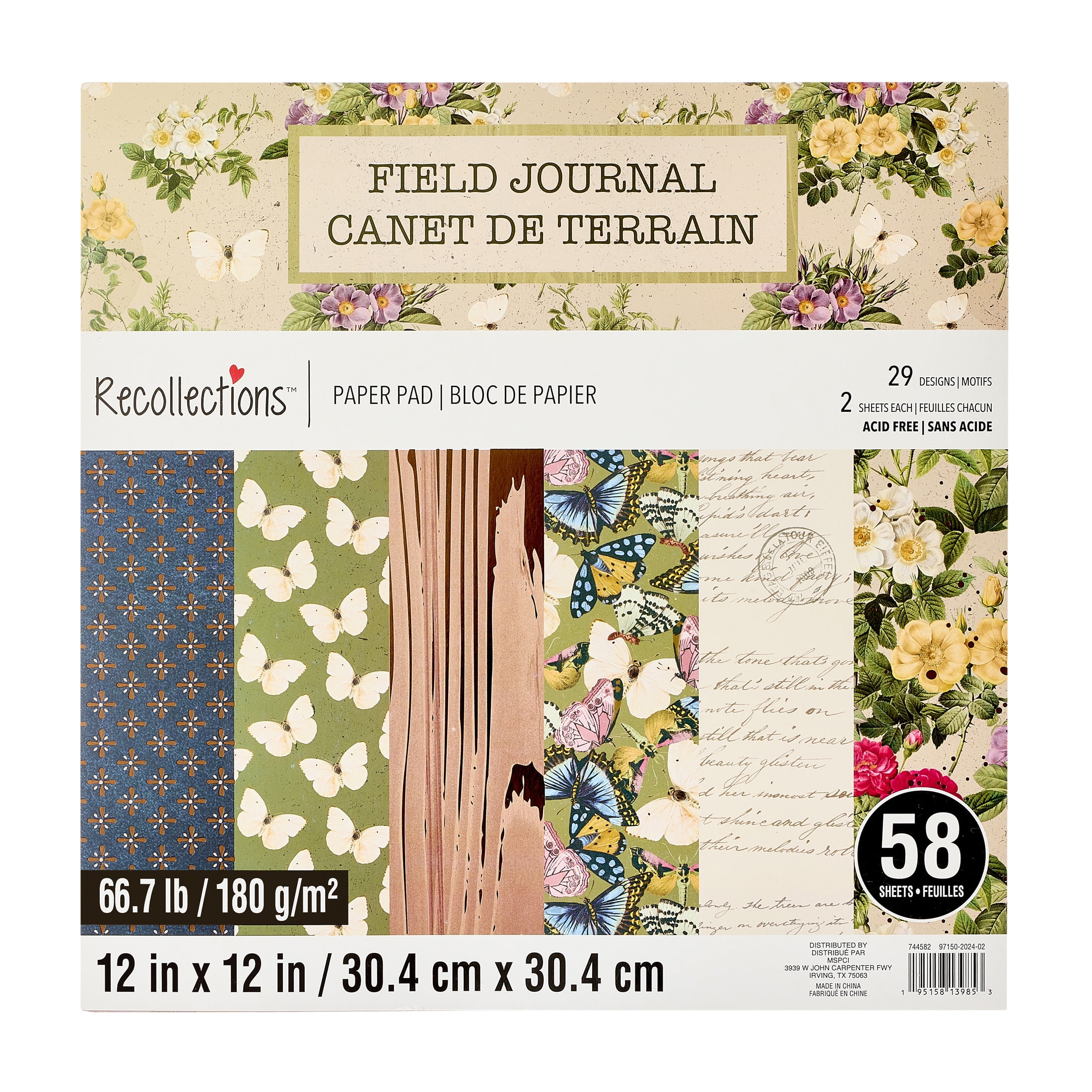 12" x 12" Field Journal Paper Pad by Recollections - Acid and Lignin Free Paper for Scrapbooks - Arts & Crafts - 6 Pack