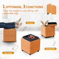 thumbnail image 4 of SUNVIVI Storage Ottoman with Solid Wood Tray, Versatile Footrest Stool with Removable Legs, Modern Square Padded Seat for Living Room, Bedroom, Home Office, Orange, 4 of 6