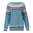 thumbnail image 6 of Bibifish Womens Sweaters Retro Fair Isle Sweaters Cozy Loose Fit Crew Neck Long Sleeve Sweaters Winter Fall Warm Knitted Sweaters Tops, 6 of 9
