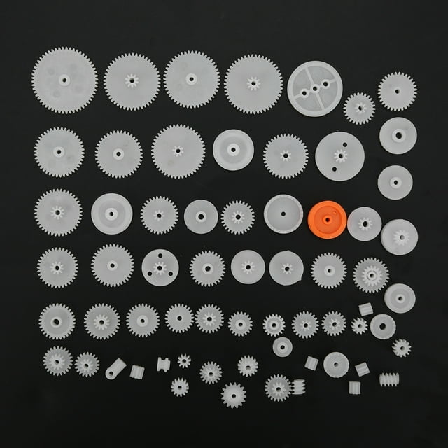 Plastic DIY Robot Gear, 64pcs Not Easy To Deform Plastic Gear Set, Belt Pulley For Motor Toy