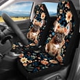 thumbnail image 3 of FOR U DESIGNS French Bulldog Flower Pattern Car Seat Cover Comfortable Car Seat Protectors Anti-Slip Front Seat Covers with Matching Back Car Seat Cover Fit for Most Vehicles, Set of 4, 3 of 7