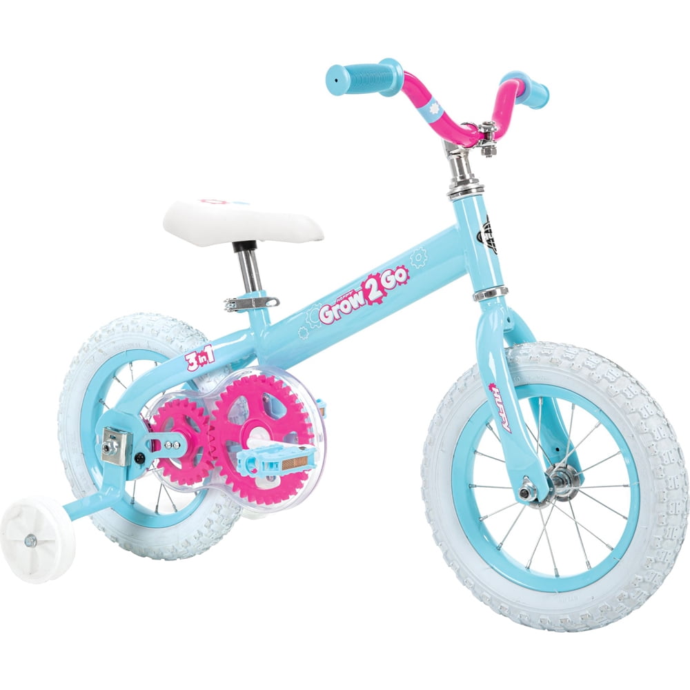 Huffy Grow 2 Go Kids Bike, Balance to Pedal, Blue and Pink 22311