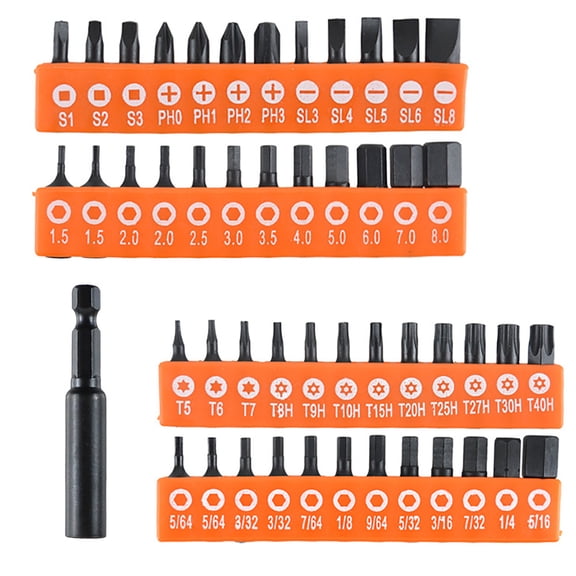 49-Pack Screwdriver Bit Set, Hex Head Drill Bit Set, Torx Square Slotted Phillips Bit Set with 1/4" Bit Holder, 1/4 Hex Shank, S2 Steel, 1"Long