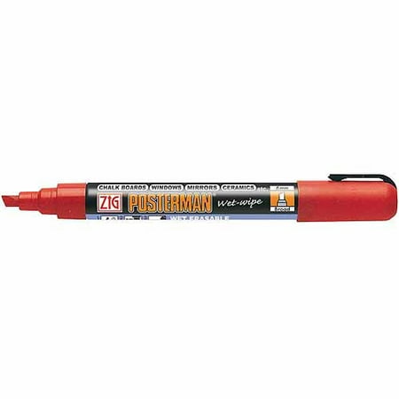 Photo 1 of Zig - Posterman Wet-wipe Marker - Broad Chisel Tip - 6mm - 1 Red, 1 Blue