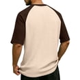 thumbnail image 4 of Hearthz Waffle Knit Thermal Henley Shirts for Men Raglan Short Sleeve Men Graphic T Shirts Moisture Wicking Color Block Men's Athletic Shirts & Tees with Pocket Khaki M, 4 of 6
