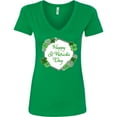 thumbnail image 3 of Inktastic Happy St. Patrick's Day Clovers Women's V-Neck T-Shirt, 3 of 5