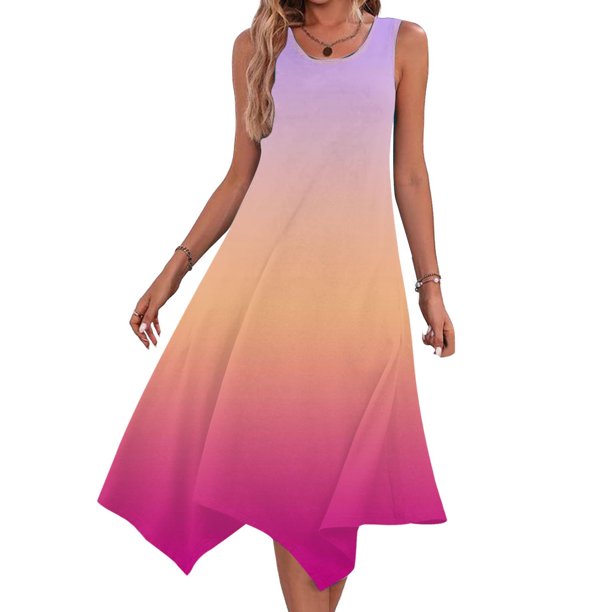 mfyjkho Vestidos para mujer, Vestidos de mujer sin mangas cuello redondo cordón casual volantes vestido mini línea A Vestidos festivos para mujer xxl