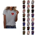 thumbnail image 1 of T-shirts de la Saint-Valentin pour Femmes 2026 à Manches Courtes Col Rond avec Cœur Graphique, 1 of 4