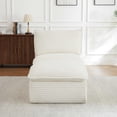 thumbnail image 3 of MAYEERTY Corduroy Boneless Loveseat, Soft Convertible Chaise Lounge for Living Room, White, 3 of 6