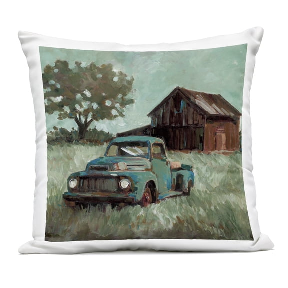 Stupell Industries Vintage Pickup in Green Hues Outdoor Printed Pillow design by Wani Pasion, 18 x 7 x 18