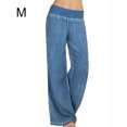 thumbnail image 2 of Jeans Élastiques Taille Mi-Haute pour Femmes Pantalons Élastiques Taille Jeans; Pantalons Amples Mi-Hauteur, Bleu, m, 2 of 6
