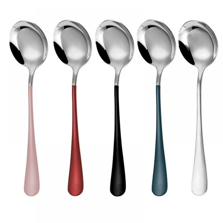 SM SunniMix 3pcs Semi-Transparent Silicone Spoon Soup Spoon Coffee Milk Teaspoon