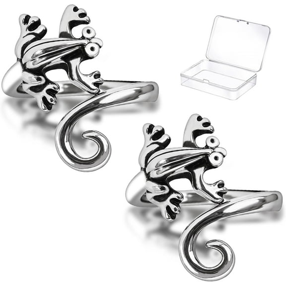 Adjustable Metal Crochet Tension Rings (4-Pack) - Finger Protector for Knitting & Crocheting - 2 Frog Design